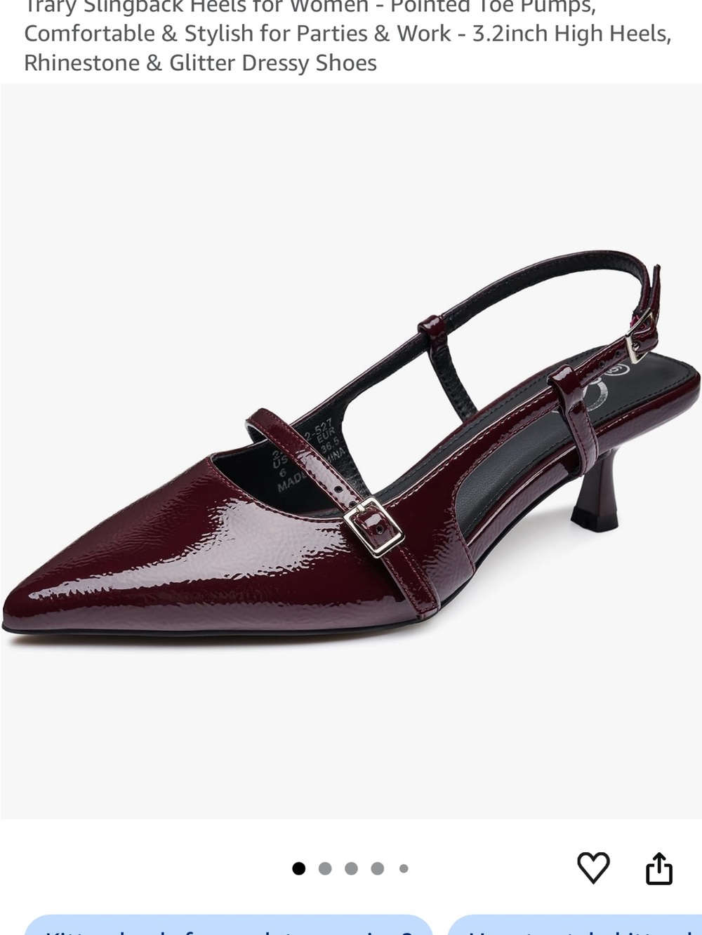 NWOT Trary Pointed-Toe Slingback Heels in Burgundy